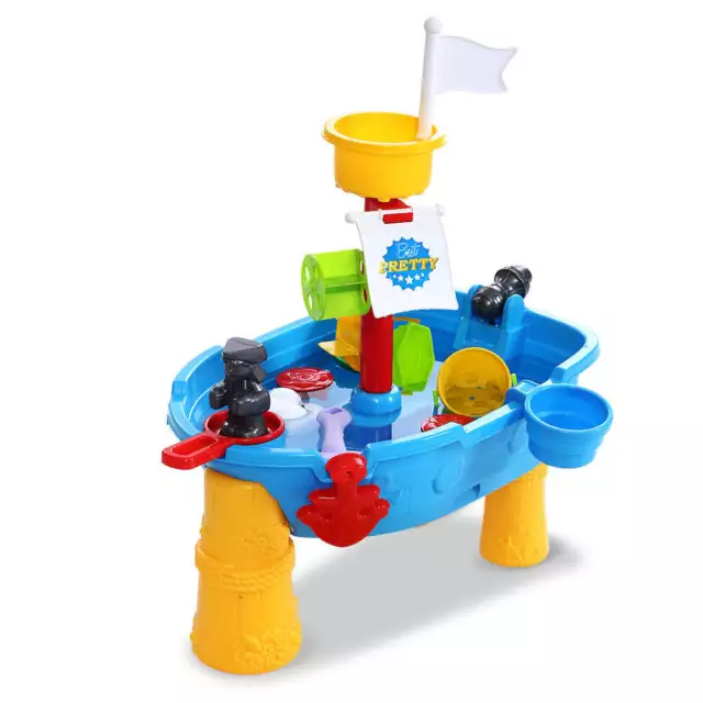 Keezi Kids Beach Sand And Water Toys Outdoor Table Pirate Ship Childrens Sandpit