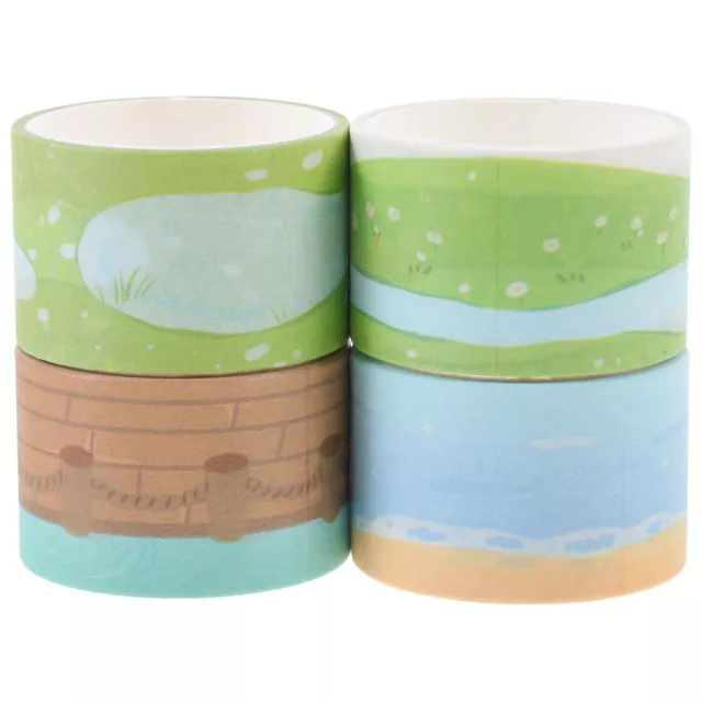 4 rollos hágalo usted mismo Washi Tapes, cintas adhesivas impresas con paisaje de papel japonés
