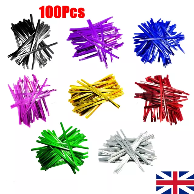 Metallic Twist Ties Sandwich Food Freezer Sweet Cellophane Bag Wire Plastic Ties