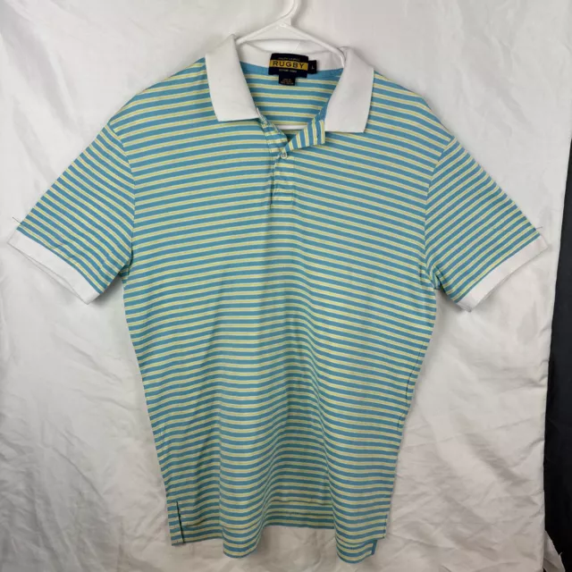 Ralph Lauren Rugby Polo Shirt Men's Size Large Blue White Short Sleeve Striped