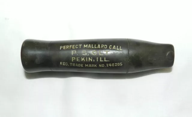 P.S. Olt Perfect Mallard Call Hard Rubber Keyhole Reeded Duck Call Pekin 348205