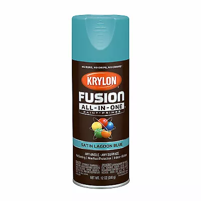 Krylon K02741007 Fusion All-In-One Spray Paint + Primer, Satin Lagoon Blue,