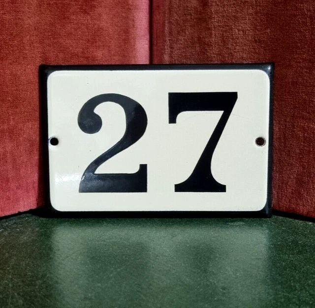 Vintage French enamel house sign number 27 for door gate wall street entry .