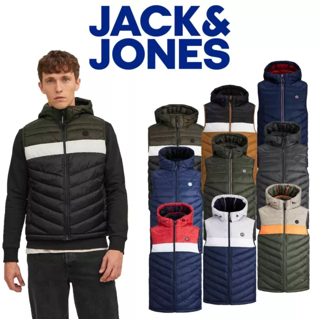 Jack & Jones Mens Gilet Hooded Bodywarmer Quilted Lightweight Sleeveless Jacket