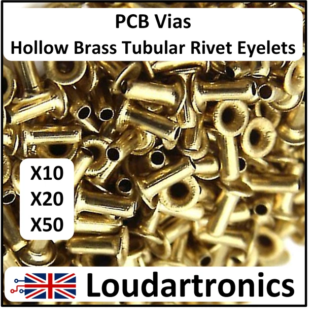 PCB RIVET BRASS Tubular Hollow Rivet Eyelets Vias OD 0.9mm, 1.3mm & 1