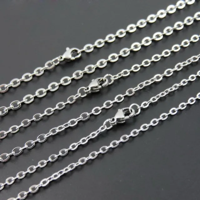 100pcs Lot womens stainless steel silver rolo chain necklace 1.5/2/2.5/3.2mm