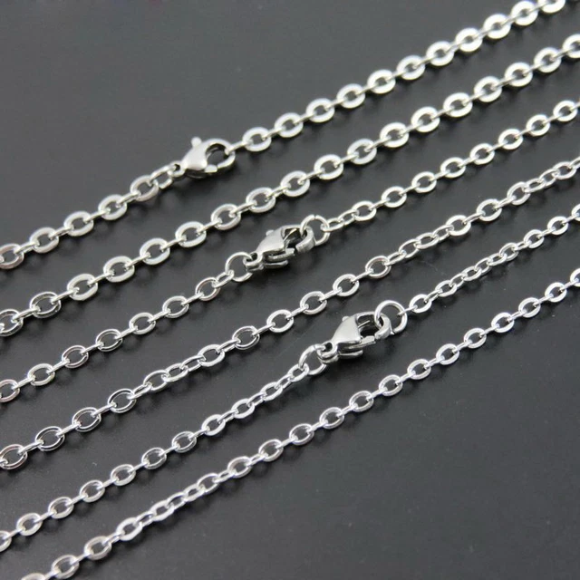100pcs Lot womens stainless steel silver rolo chain necklaces 1.5/2/2.5/3.2mm