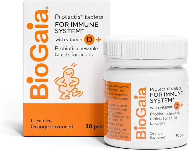 BioGaia Protectis with Vitamin D 10mcg Orange Flavour 30 Tablets