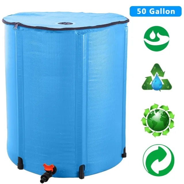 US 50 Gallon Portable Folding Rain Barrel Water Collector Water Storage Tank