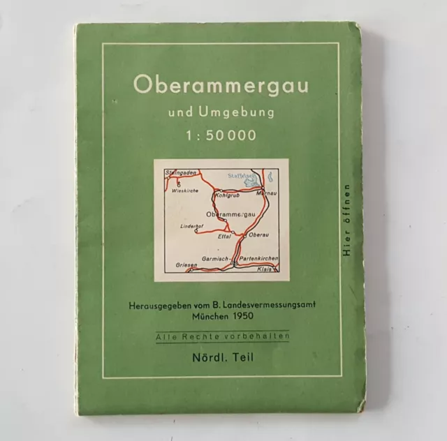 Landkarte Oberammergau und Umgebung, Maßstab 1 : 50000, Jahr 1950