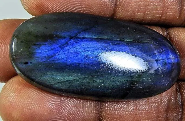 80Cts. Cabochon ovale bleu Labradorite naturelle, pierre précieuse en vrac...