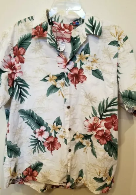 Mens RJC Made in Hawaii XL Shirt, Hawaiian Flowers,Short Sleeve,Button Front