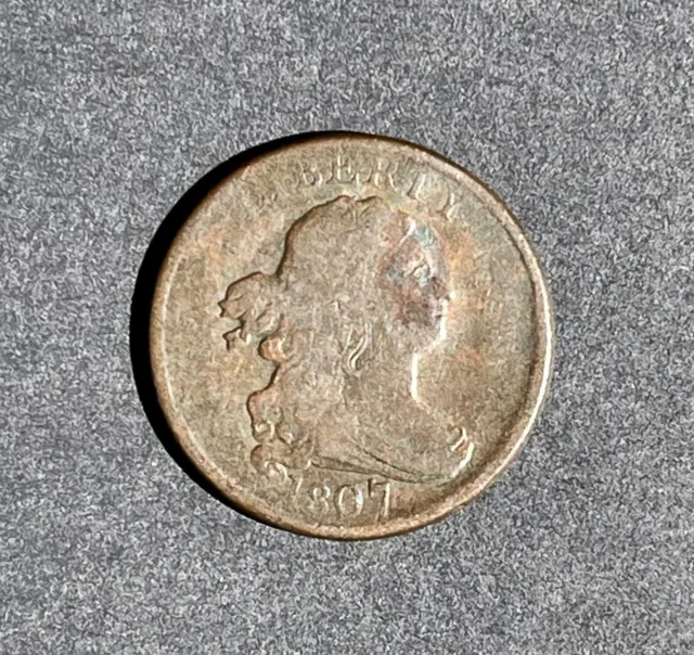 1807 Draped Bust Half Cent, Fine+