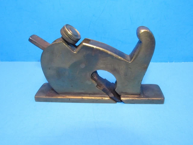 small brass coachmaker's wood rabbet plane w/ rosewood infill & Cupid's bow
