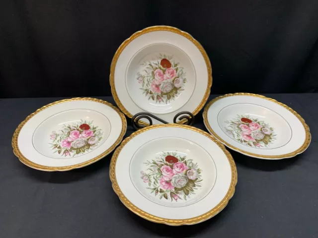 Royal Jackson "LADY LEE" Gold Scalloped Trim ~ Set of 4 ~ Soup Bowls ~ 8"