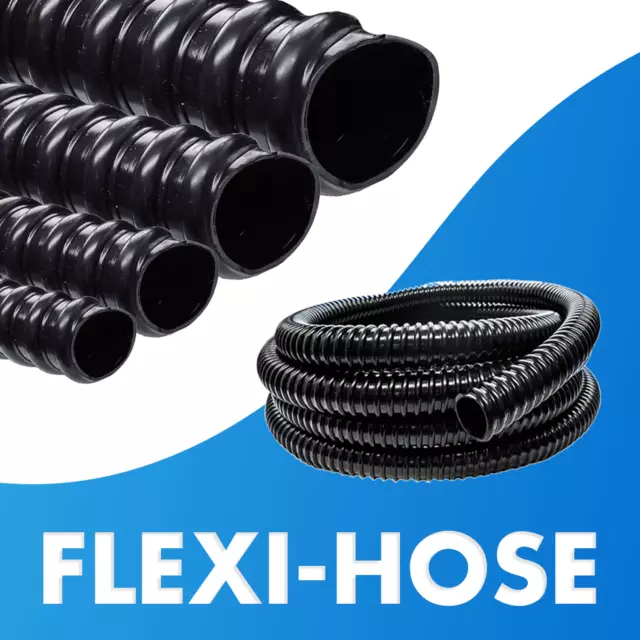 Black Corrugated Flexible Pond Hose Fish Garden Filter Pump Marine Flexi Pipe