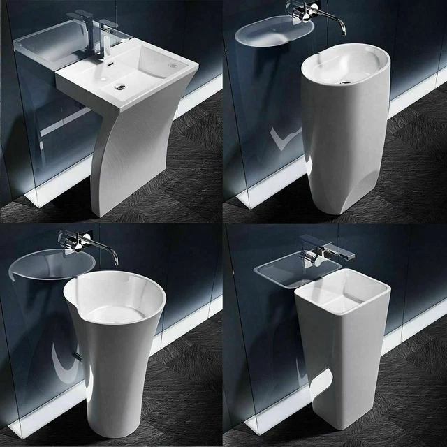 MODERN BATHROOM WASH Basin Pedestal Stone Resin Large Freestanding Sink