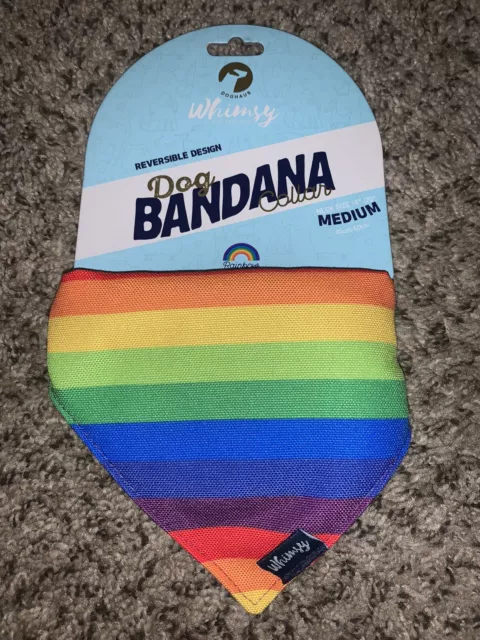 Dog Bandana Reversible Collar Stripes Rainbow Pride Doghaus Whimsy Sz Medium