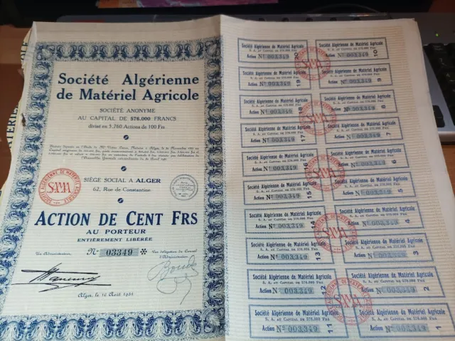 Société Algérienne de Matériel Agricole - actions