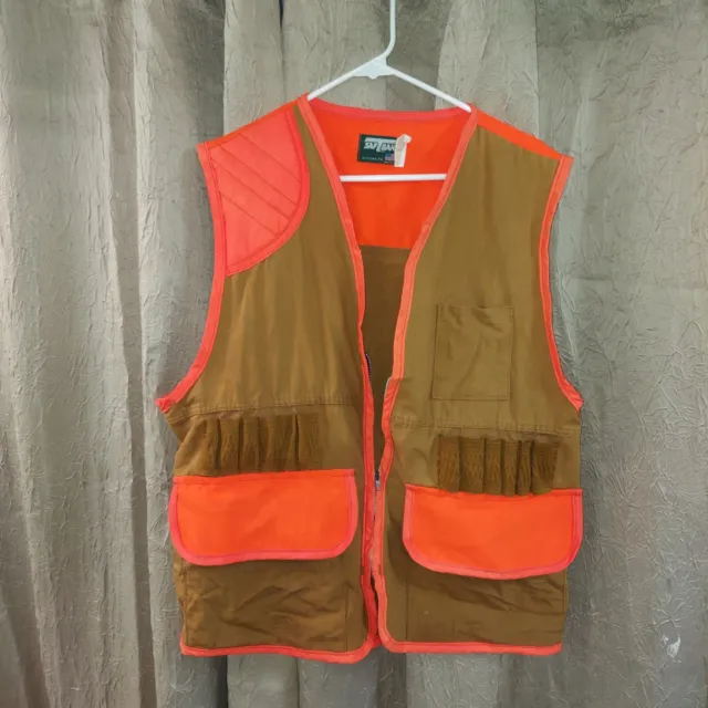 Vintage SafTBak Men’s L Blaze Orange Tan Hunting Vest Shooting Vest