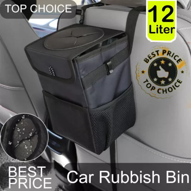 6L Car Rubbish Bin w/Cover Foldable Travel Waste Basket Storage Organiser Bag UK