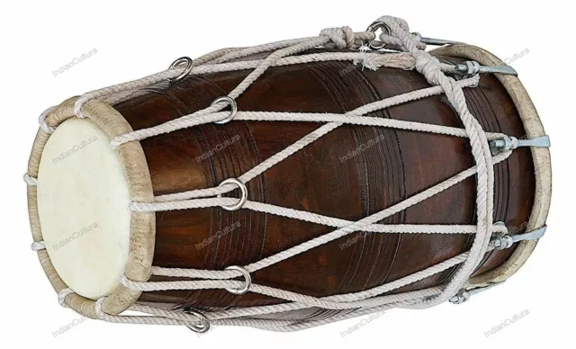 Indien Musical Instrument en Bois Corde Dholak / Dholki pour Kirtan/Bhajan 3