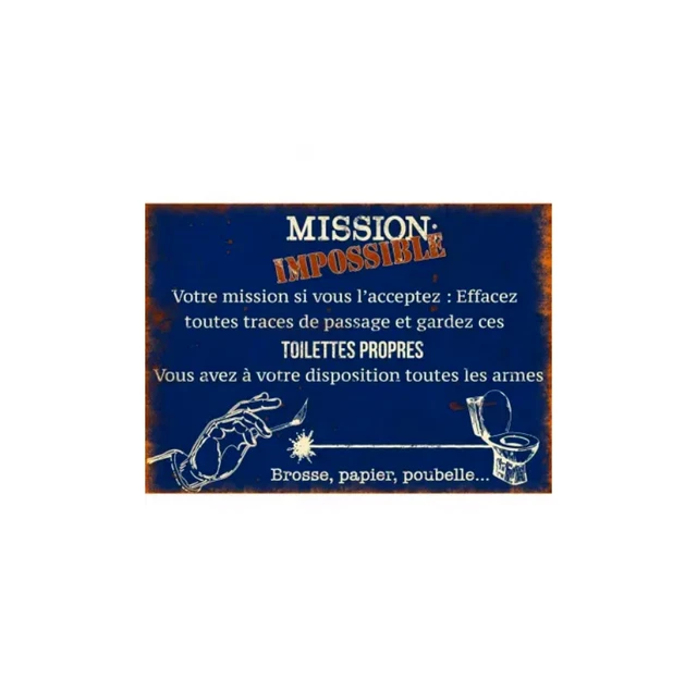 Plaque Métal Humour Pour Porte De Toilettes - Déco Vintage Avec Citation, Règles Des WC