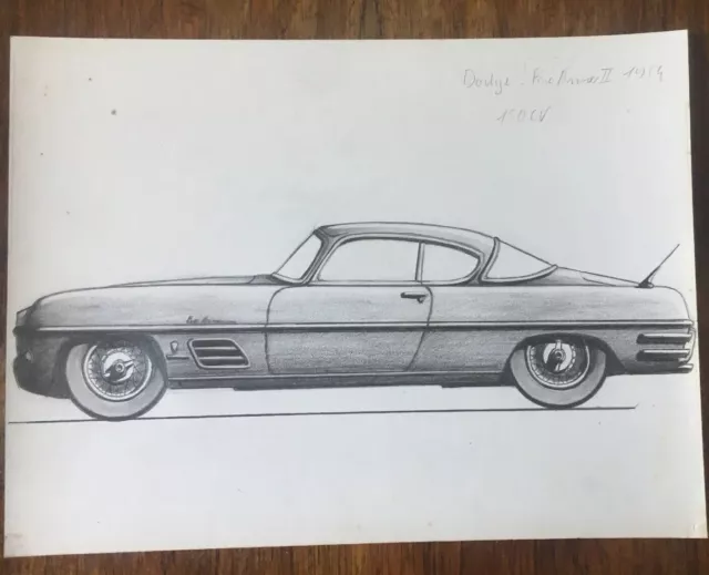 Automobilia - Dessin Original - Dodge Fire Arrow Ii 1954