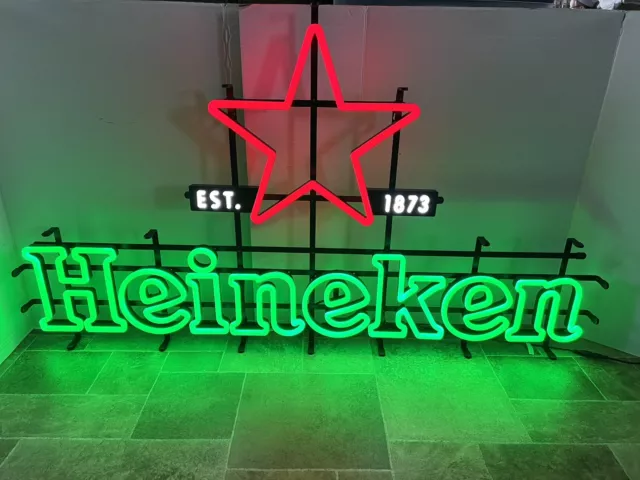 Heineken Beer Light Up Giant Led Back Bar Advertising Sign Game Room Holland