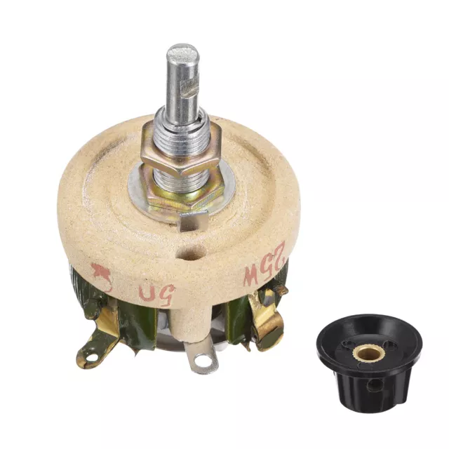 Wirewound Ceramic Potentiometer Variable Rheostat Resistor 25W 50R Ohm With Knob