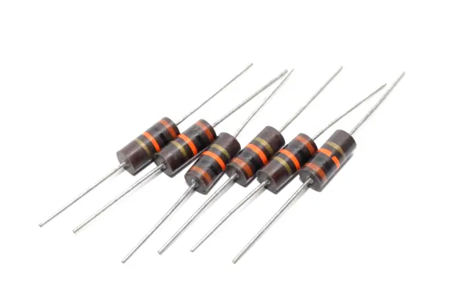 5x Allen Bradley Kohlemasse-Widerstand 10 kOhm / 2 W, Tube Amps Resistor, NOS