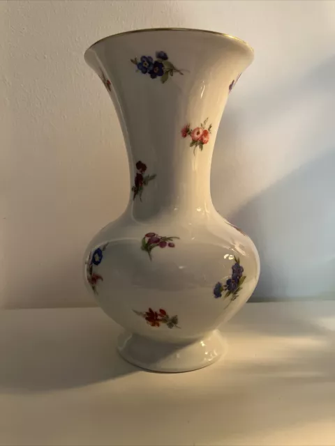 Mid Century Royal Porzellan Bavaria KPM Germany Handarbeit Porcelain Vase Floral