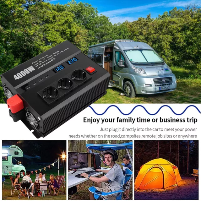 INVERTER da 12V a 220V USB PRESA TRASFORMATORE PER CAMPER AUTO 2000/3000/4000WAT 3