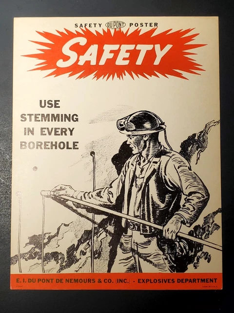 Vintage Du Pont Mine Saftey Poster Explosives Department Mining Blasting Miner 2