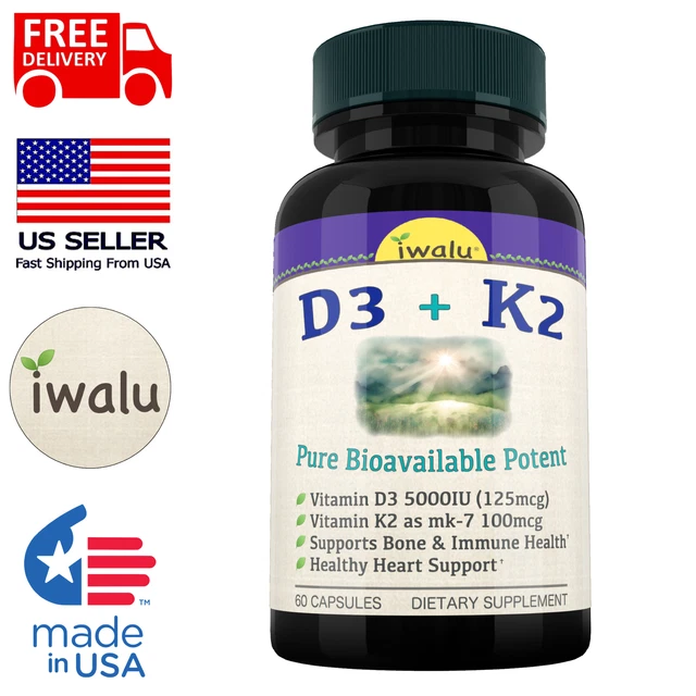 VITAMIN K2 (MK7) With D3 5,000 Iu Supplement, Bioperine Capsules