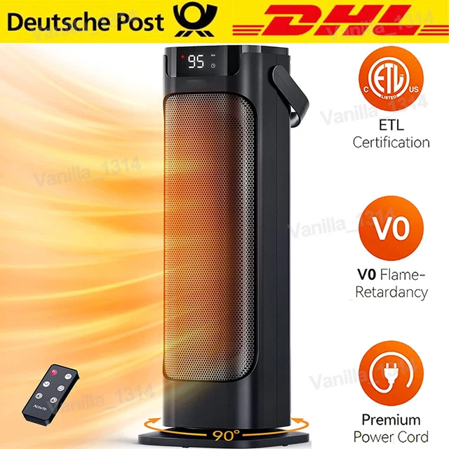 24 Zoll Keramik Heizlüfter 1500W Bad Heizstrahler Schnellheizer Elektro Heizung