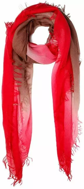 New Auth Chan Luu Dip-Dyed Ombre Cashmere Silk Scarf Clr: Barbados Cherry/Picant