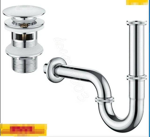 Auralum Ablauf Ablaufgarnitur Siphon + Pop Up Ablaufventil Mit Überlauf