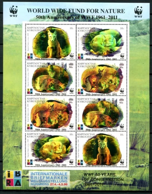 Kirgisien Kyrgyzstan 2011 WWF Aufdruck 50 Jahre Hologramm 668-671 Kleinbogen MNH