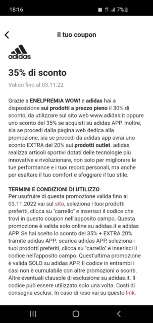 codice sconto Adidas 35%