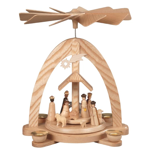 Natural Nativity Christmas Pyramid - Single Tier
