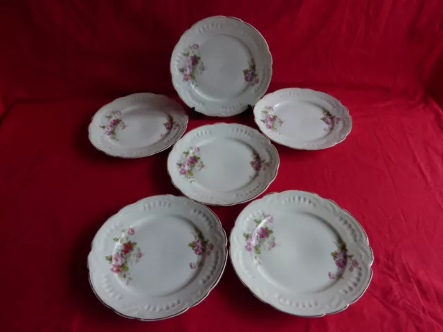 6 assiettes à dessert en porcelaine à motif floral