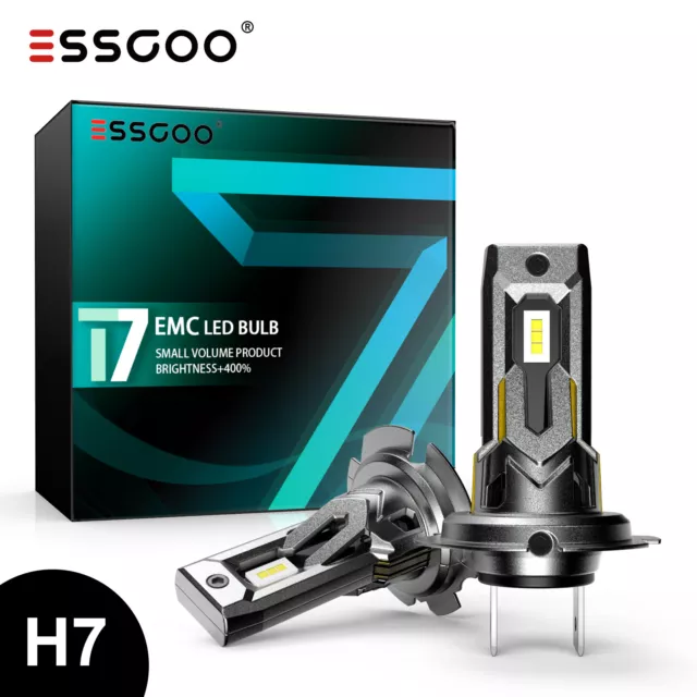 ESSGOO 2x 100W 30000LM H7 LED Headlight Bulb Kit 6500K White Canbus No Error UK