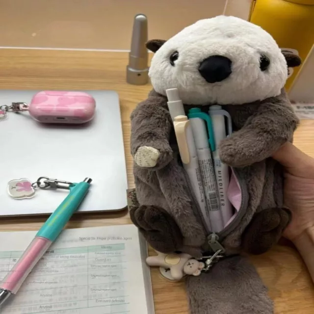 Plush Plush Doll Pencil Bag Sloth Make Up Bag Fluffy Stationerys Bag  Unisex