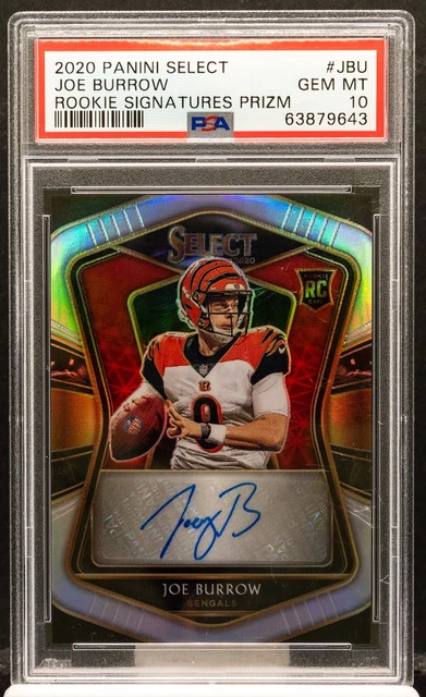 63879643 JOE BURROW 2020 Panini Select Rookie Sigs Prizm RC AUTO 19/49 PSA 10