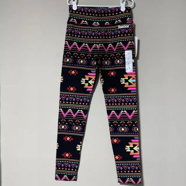 Justice Girls Leggings Size 12-14 NWT! Full Length Colorful Aztec Print Pants.