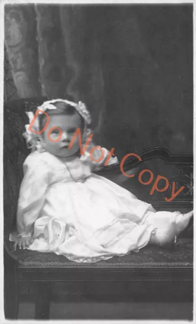 Very Young Girl on a chair c1911 Studio Photograph Postcard (D715)