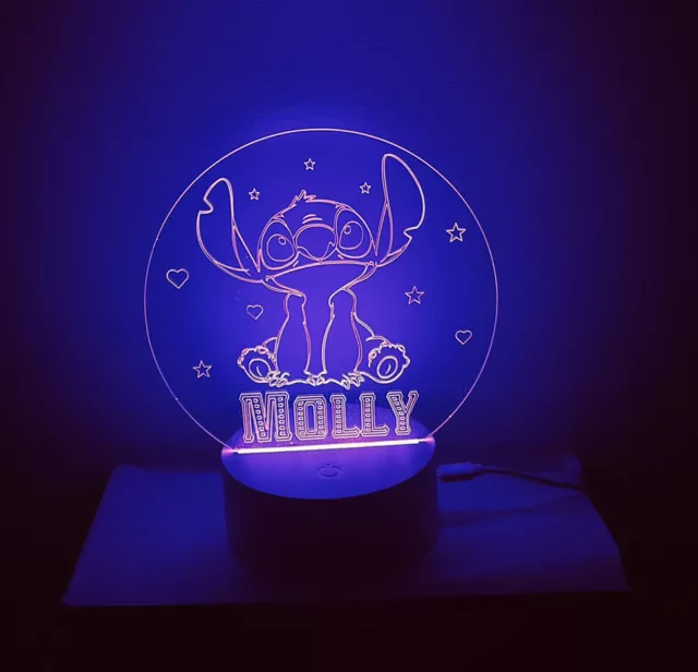 Stitch Themed LED Night Light - Fully Personalised. Unique Gift Idea