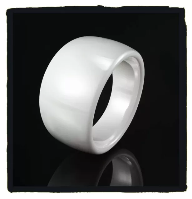 Bague Taille 62 Large Bombée Lisse En Pure Céramique Blanche