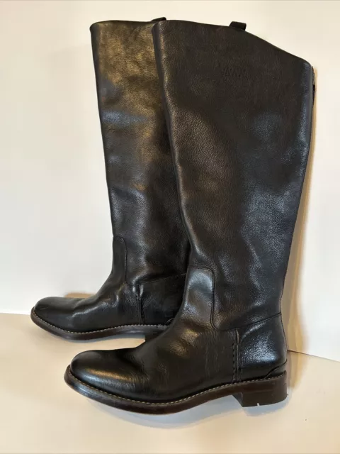 Franco Sarto 8M Women’s Meyer WC Knee High Black Leather Boots Wide Calf Zip Ex